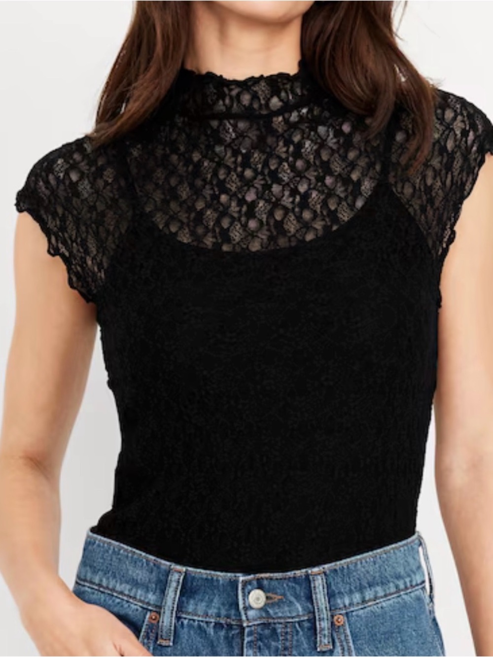 Old Navy Black Lace Mock Neck Camisole